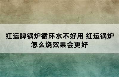 红运牌锅炉循环水不好用 红运锅炉怎么烧效果会更好